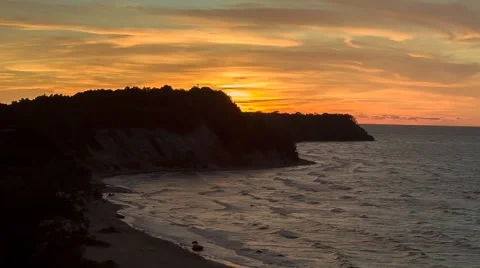 Orange Sunset Over the Bay Stock Footage 67461055