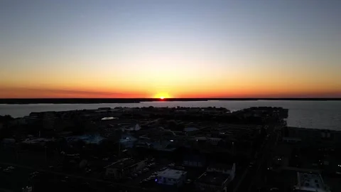 Orange Sunset over the Bay in Ocean City Maryland Stock Footage 291895798