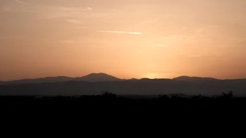 Orange Sunset Over the Hill Stock Footage 253410842