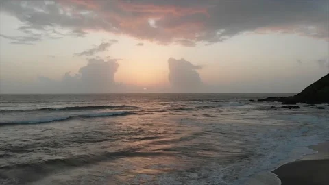 Orange Sunset over Indian Ocean from the Coastline of GOA Video stock 140725973