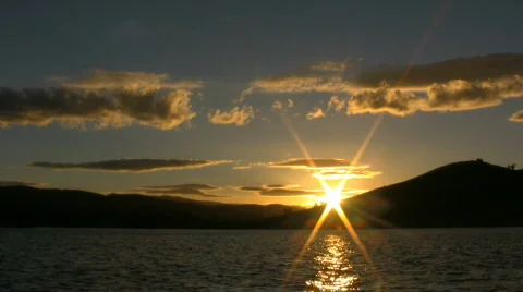  Orange sunset over a lake  Video stock 505759