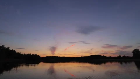 Orange sunset over the lake Stock Footage 145798385