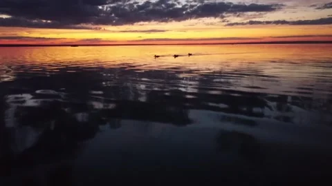 Orange sunset over the lake Stock Footage 280263160