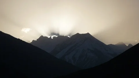 Orange sunset over the mountains Video stock 85511588