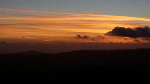 Orange Sunset Over Mountains Silhouette 4K Stock Footage 339368697