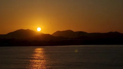 Orange sunset over the Pacific Ocean from the old town Panama Stock Footage 343785253