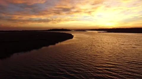 Orange Sunset Over Water Video stock 56875410