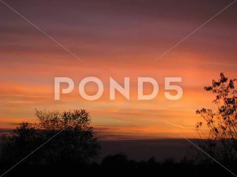 Orange Sunset Over Western Michigan Stock Photos