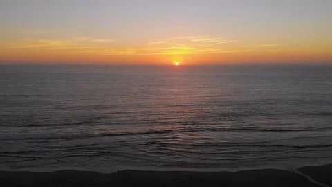 Orange Sunset Pacific Ocean (La Serena, Chile) aerial view, drone footage Vídeo Stock 120348538