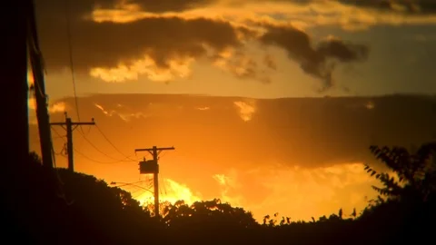 Orange Sunset Power Lines Time Lapse Stock Footage 91277045