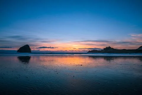 Orange sunset reflection Stock Photos