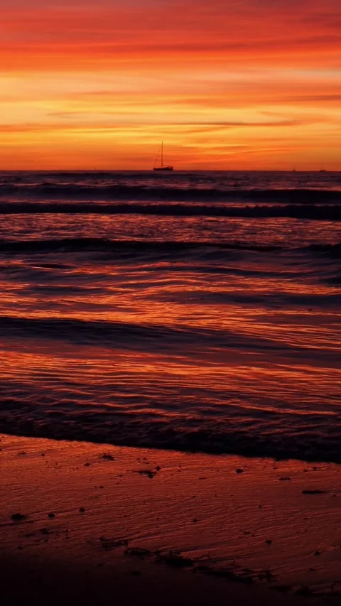 Orange sunset on The sea Stock Footage 320988076