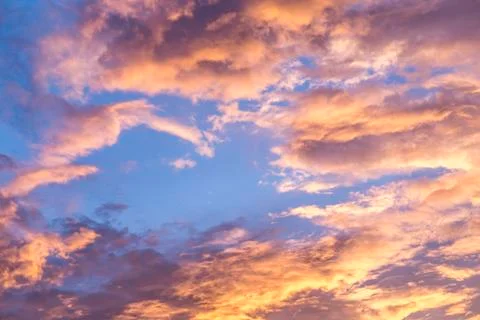 Orange sunset sky Stock Photos