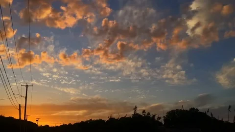 Orange Sunset Time Lapse with Power Lines Stock Footage 108349712