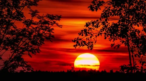 Orange Sunset Timelapse 4k Stock Footage 68813150