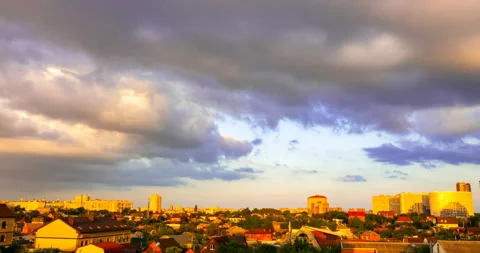 Orange sunset on town landscape Stock Footage 161331711