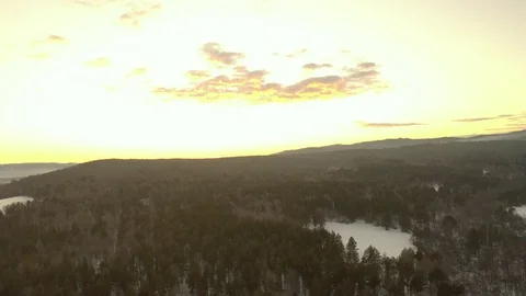 Orange sunset in the winter forest Stock Footage 126321033