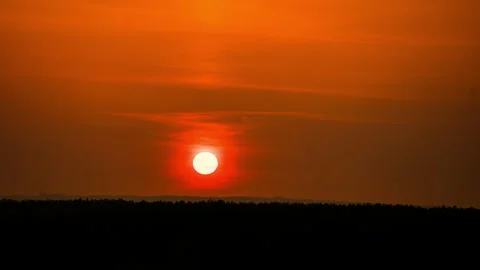 Orange Sunset in Yellow Sky Time Lapse Stock Footage 181607126