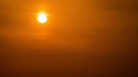 Orange Sunset in Yellow Sky Time Lapse Stock Footage 181608144