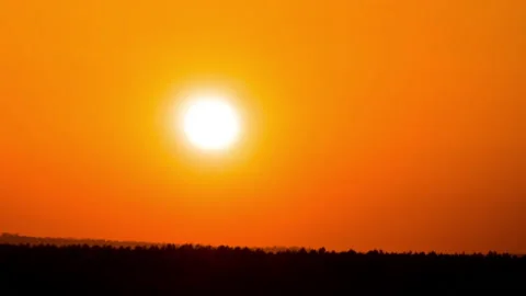 Orange Sunset in Yellow Sky Time Lapse Stock Footage 185951566