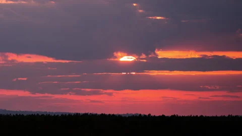 Orange Sunset in Yellow Sky Time Lapse Stock Footage 187547955