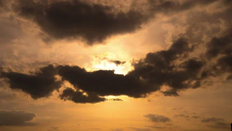 Orange Sunset in Yellow Sky Time Lapse Stock Footage 187657948