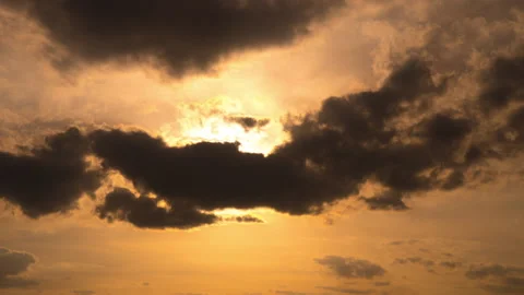 Orange Sunset in Yellow Sky Time Lapse Stock Footage 187710906