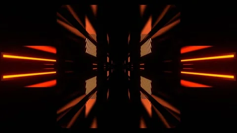 Orange Super Cool Sci-Fi Neon Digital Tunnel Background VJ Loop in 4K Stock Footage 337926669