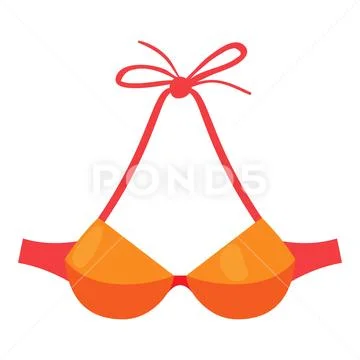 Orange swimsuit bra icon, cartoon style Illustration #76013804