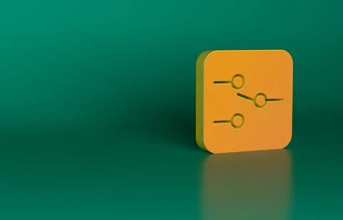 Orange Switch in electronic circuit icon isolated on green background Illustrazione stock