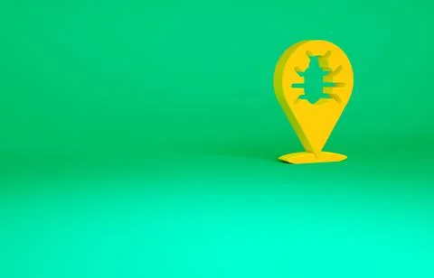 Orange System bug concept icon isolated on green background. Code bug concept Stock Illustration