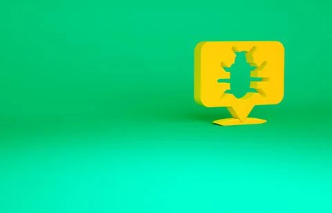 Orange System bug concept icon isolated on green background. Code bug concept Stock Illustration