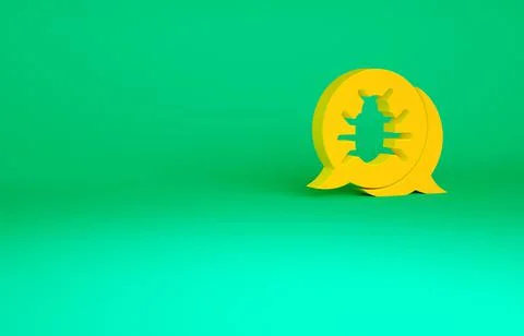 Orange System bug concept icon isolated on green background. Code bug concept Stock Illustration