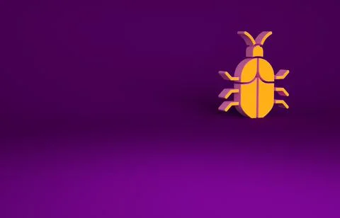 Orange System bug concept icon isolated on purple background. Code bug concep Stock Illustration