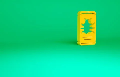 Orange System bug on mobile icon isolated on green background. Code bug conce Stock Illustration