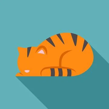 Orange tabby cat sleeping peacefully flat design illustration Stock Illustration