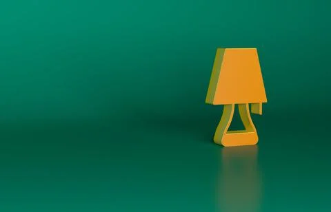 Orange Table lamp icon isolated on green background. Minimalism concept. 3D Stock Illustration