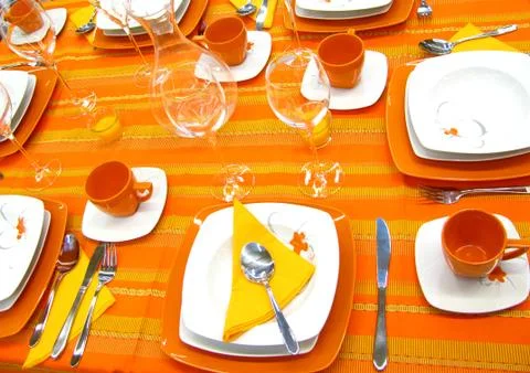 Orange table setting Stock Photos
