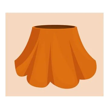 Orange tablecloth covering round table on beige background Stock Illustration