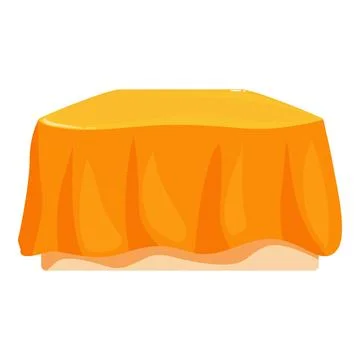 Orange tablecloth covering square table for party or event Stock Illustration