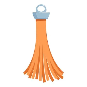 Orange tassel hanging with silver attachment ring on white background Stock Illustration