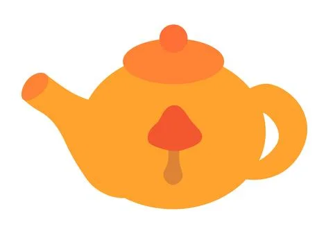 Orange teapot. Vector flat illustration of cute fall item. Autumn decor concept. Stock Illustration