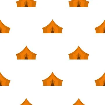 Orange tent for forest camping pattern flat Stock Illustration