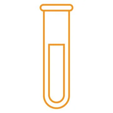Orange test tube vector line icon isolated on white background Stock Illustration