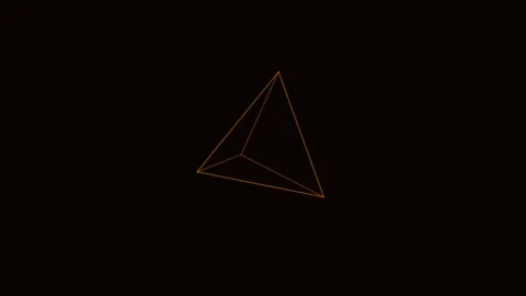 Orange Tetrahedron Rotating 3D Wireframe Seamless Loop Animated Dark Background Stock Footage 342620968
