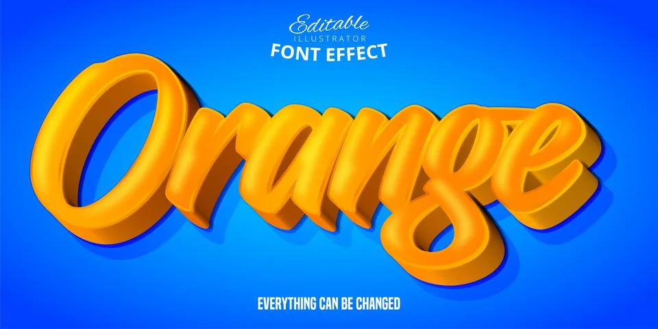Orange text, 3d editable font effect Stock Illustration