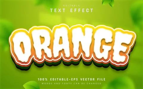 Orange text effect cartoon style editable Stock Illustration