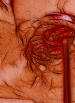 Orange texture with red sinuous lines and circular flow. Stock Illustration