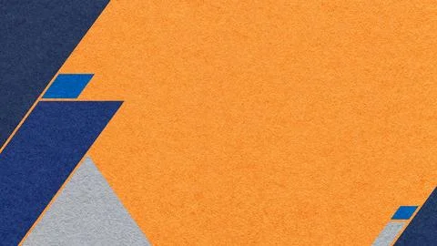 Orange textured paper background with dark navy blue, gray geometric corners, Stock Illustration