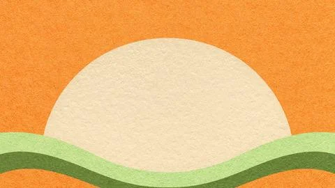 Orange textured paper background with light cream semicircle for copy space a Stock Photos